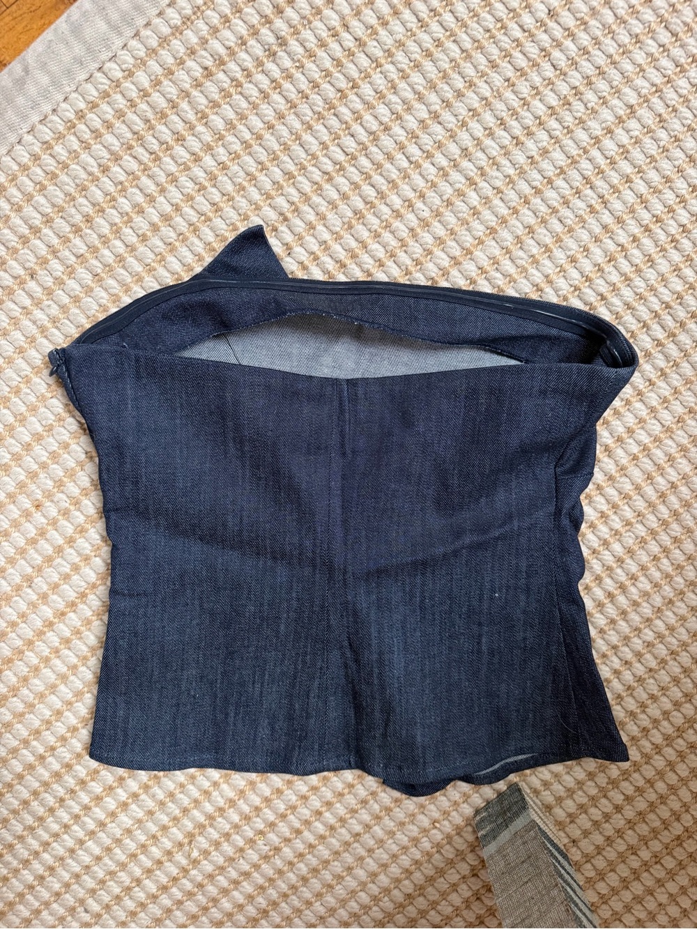 Zara Strapless Denim Ruffle Top - Picture 2 of 2